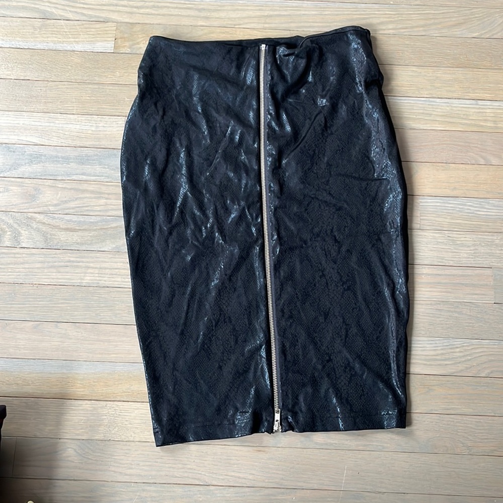 Black Snakeskin Zip Up Blackmilk Skirt